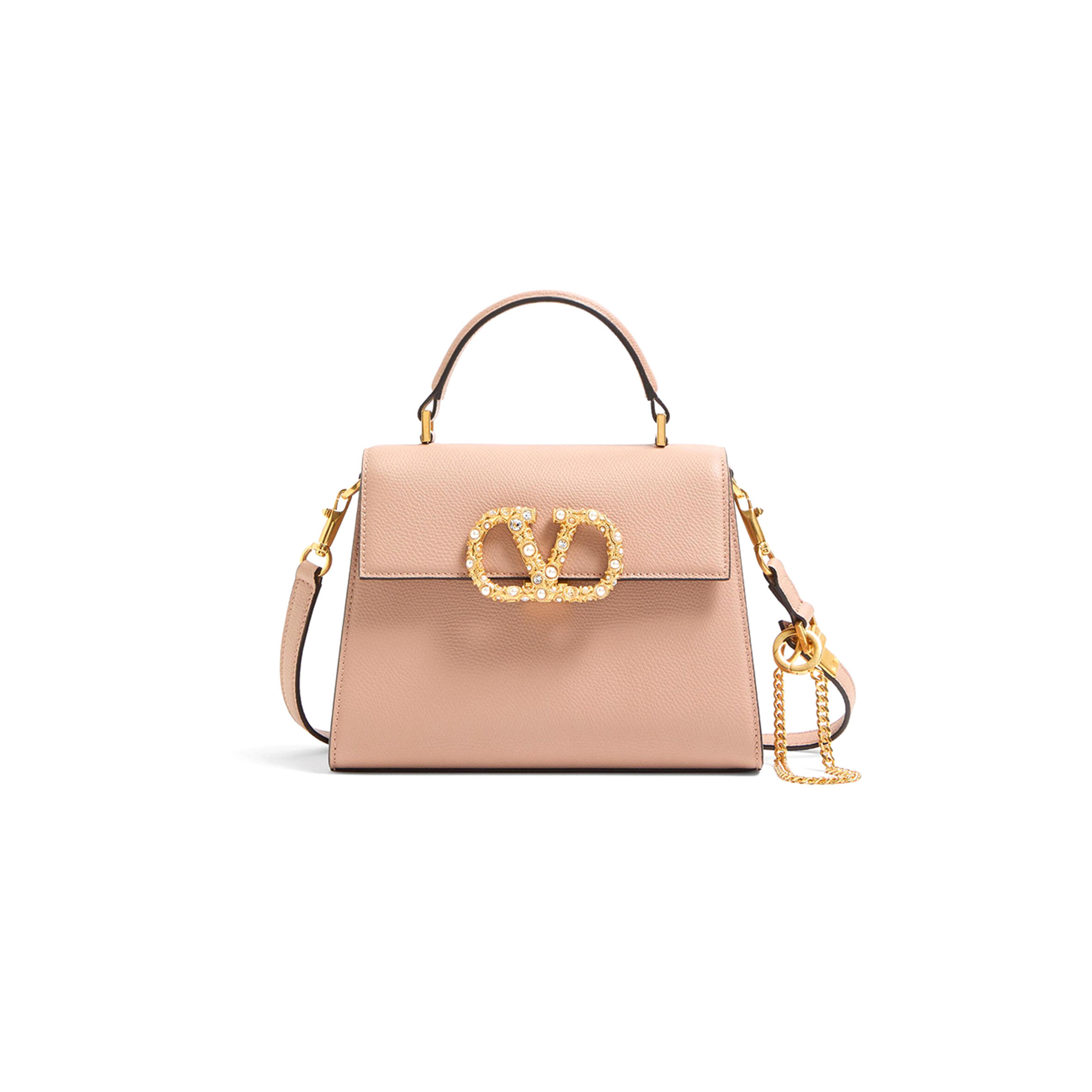 VALENTINO GARAVANI VSLING SMALL HANDBAG IN GRAINY CALFSKIN WITH JEWEL LOGO 7W2B0F53XPW_DYF (22*17*9cm)